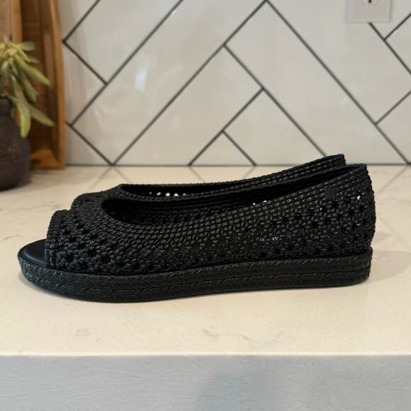 MELISSA JASON WU CAMILLA WOVEN BLACK JELLY OPEN TOE FLATS SHOES summer size 7 - Picture 1 of 9